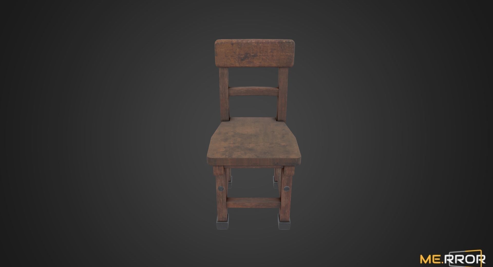 Game Ready Small Wood Chair Low-poly 3D model_1