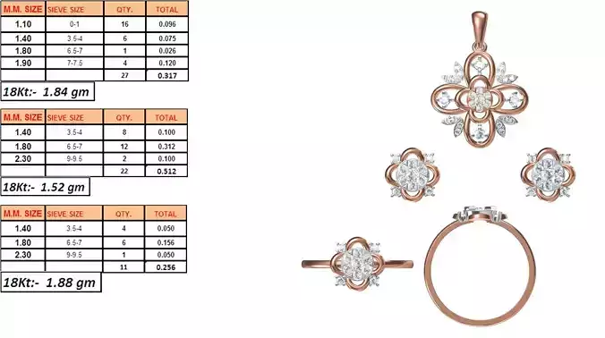 Light Weight Ring Pendant Earring Set STL OBJ FBX JCD Details