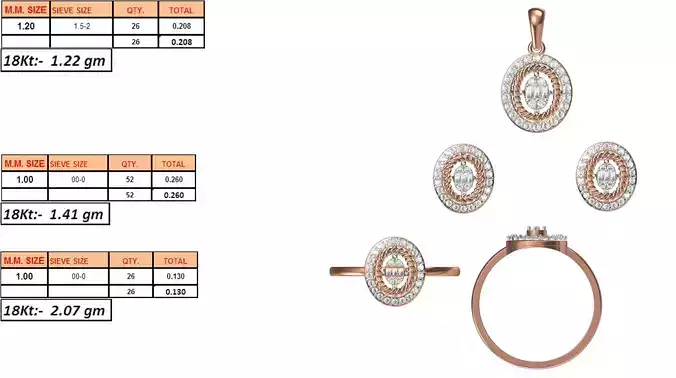 Light Weight Ring Pendant Earring Set STL OBJ FBX JCD Details
