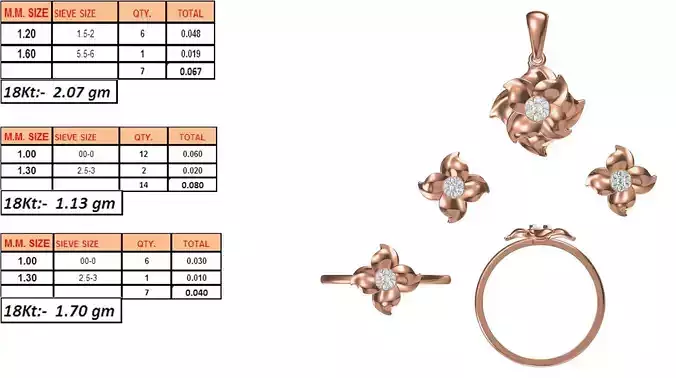 Light Weight Ring Pendant Earring Set STL OBJ FBX JCD Details