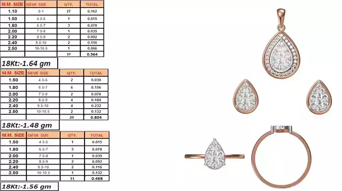Light Weight Ring Pendant Earring Set STL OBJ FBX JCD Details
