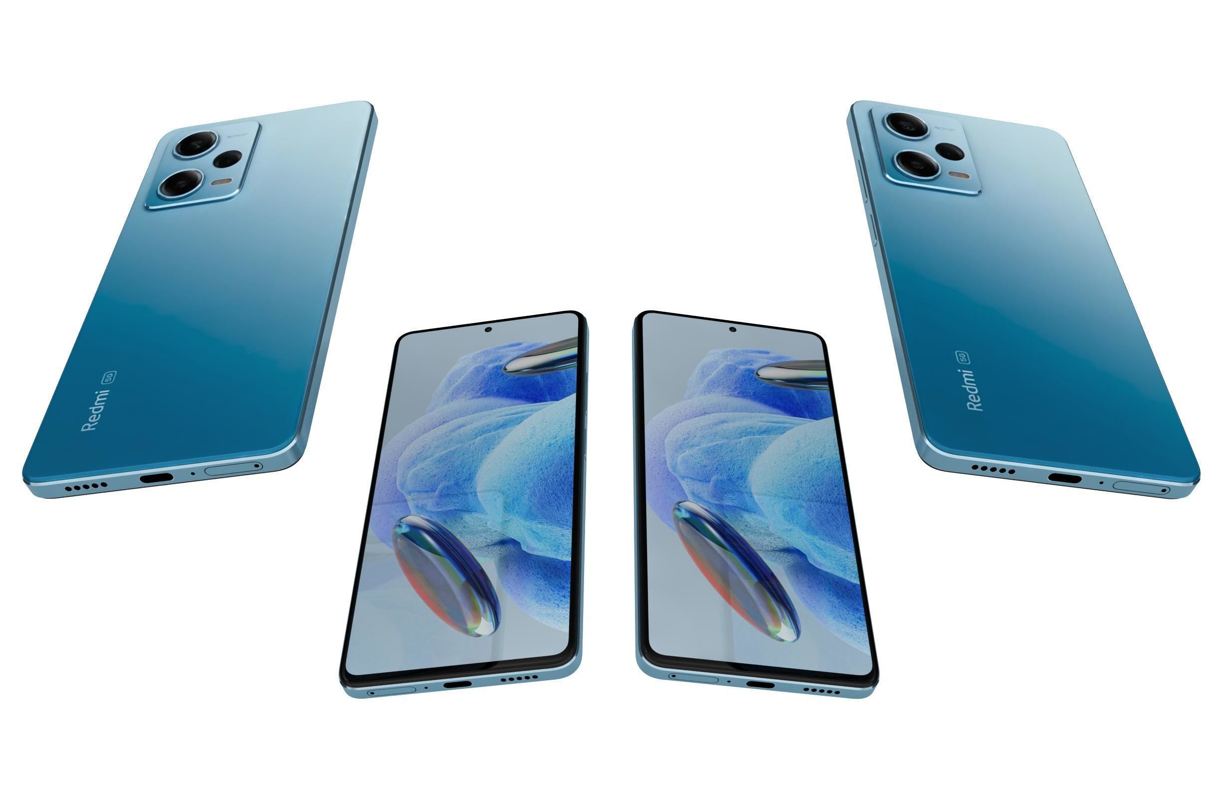 Xiaomi Redmi Note 12 Pro 5G Blue Low-poly 3D model_5