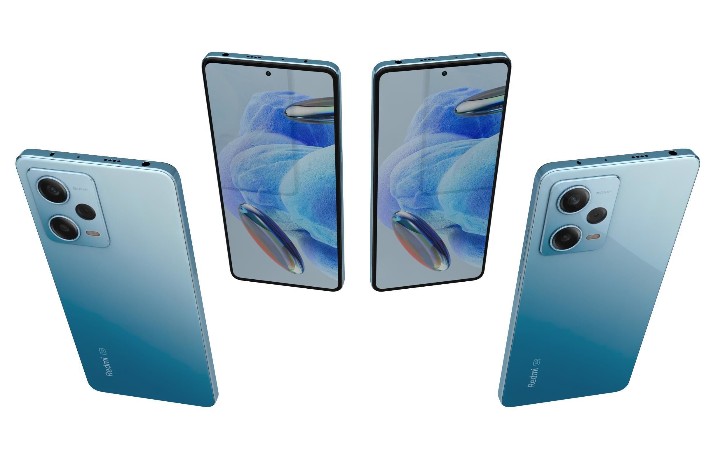 Xiaomi Redmi Note 12 Pro 5G Blue Low-poly 3D model_4