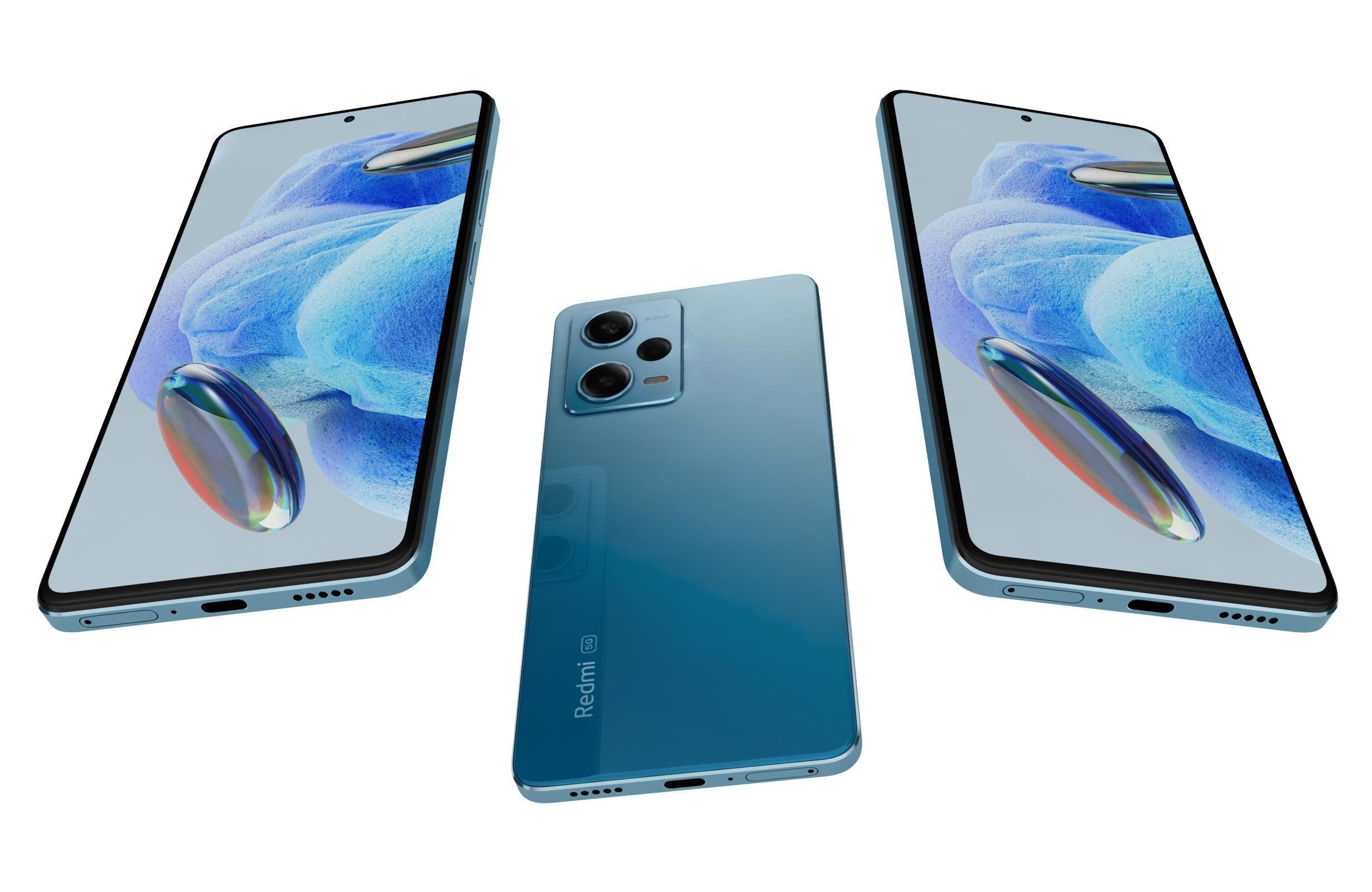 Xiaomi Redmi Note 12 Pro 5G Blue Low-poly 3D model_3