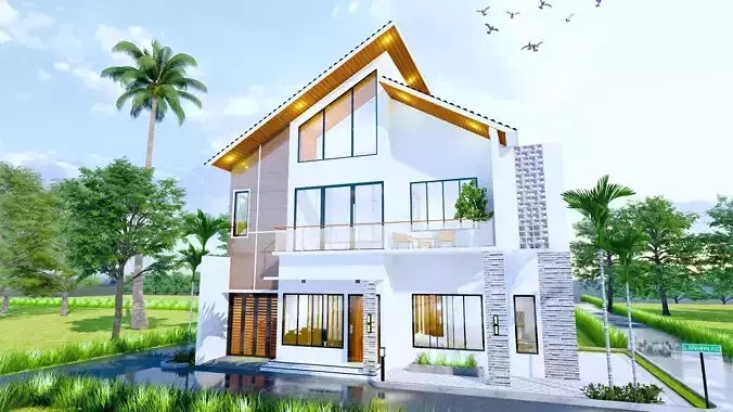 2 Floor Modern 3d House Design full Nice Interior