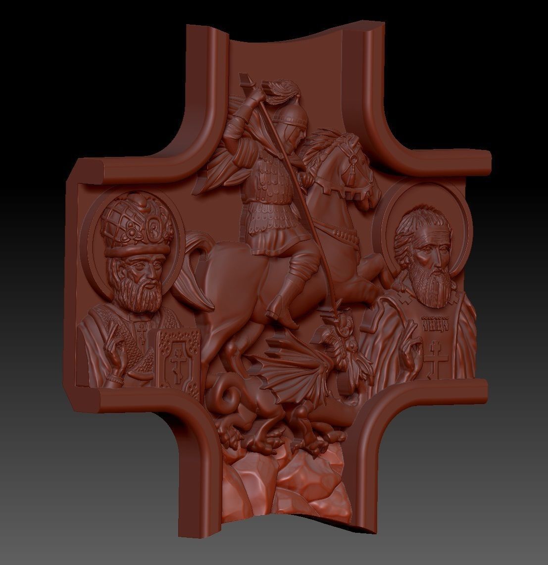 Jewelry cross with icons 3D print model_12