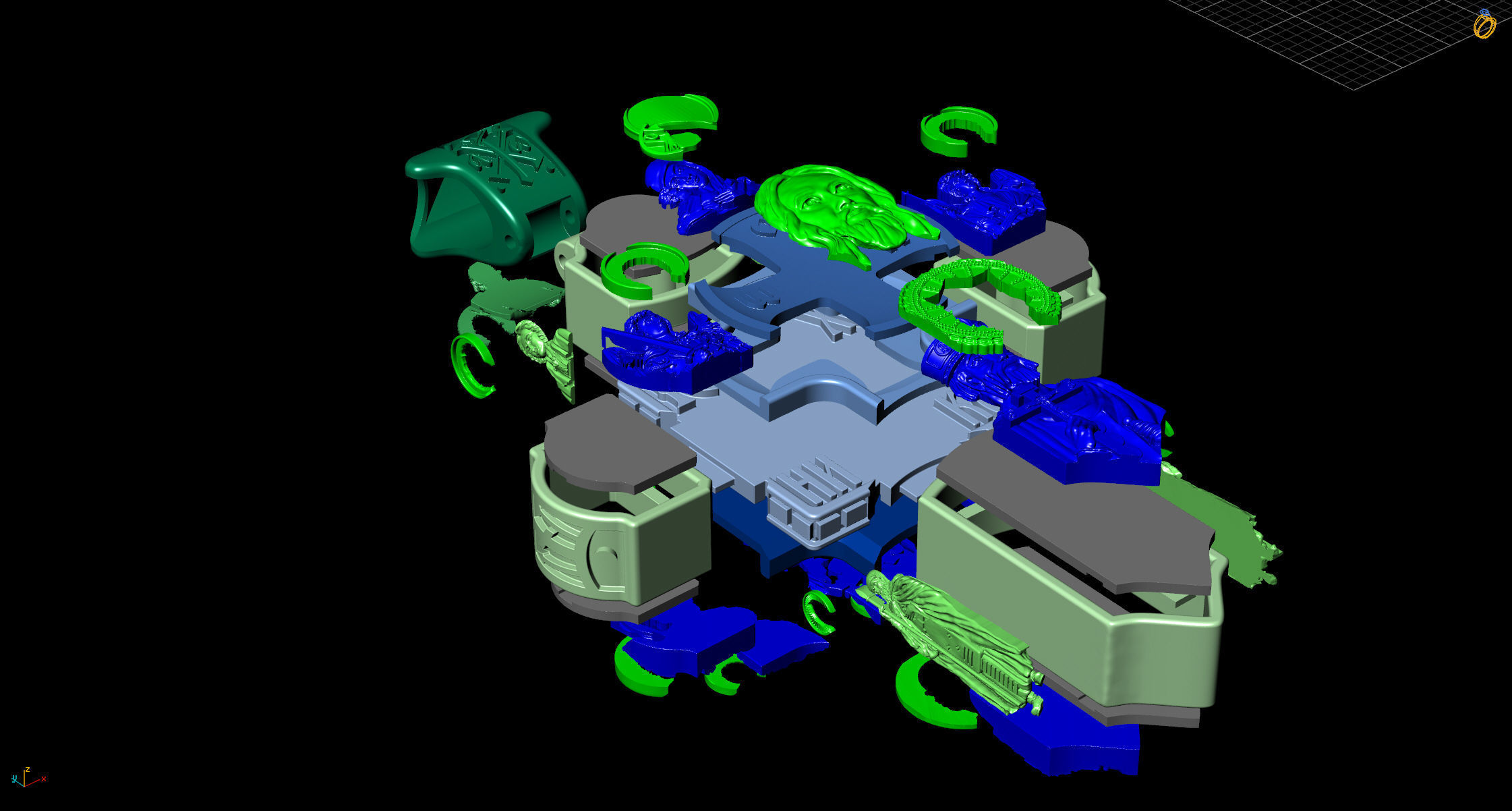 Jewelry cross with icons 3D print model_21