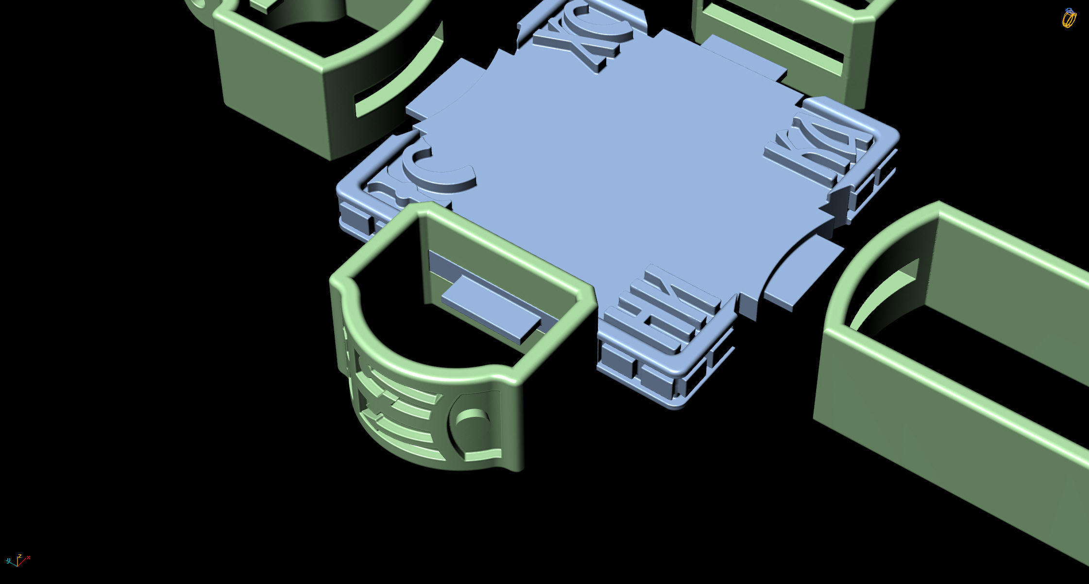 Jewelry cross with icons 3D print model_17