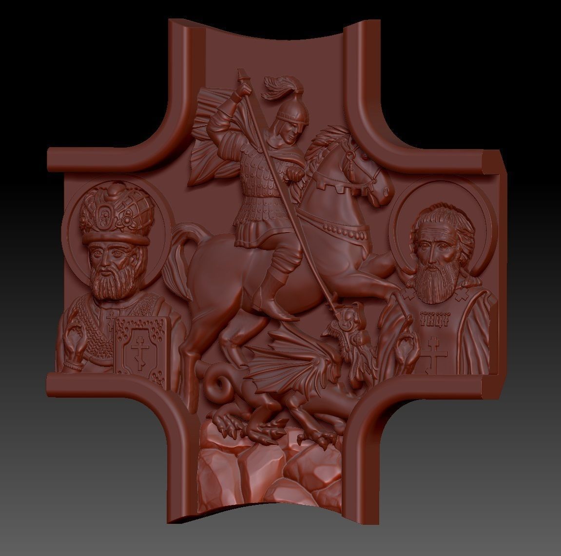 Jewelry cross with icons 3D print model_13