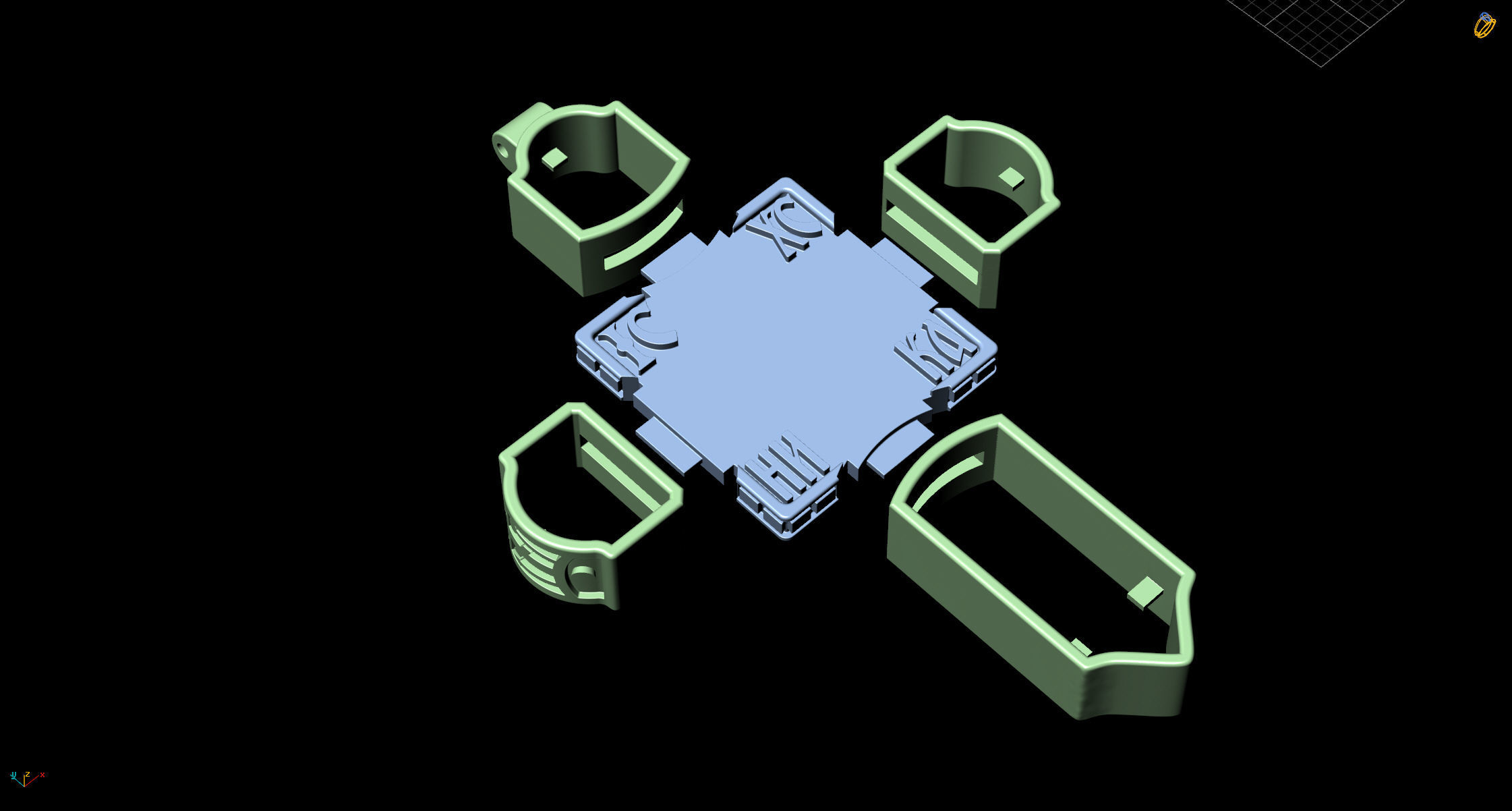 Jewelry cross with icons 3D print model_18