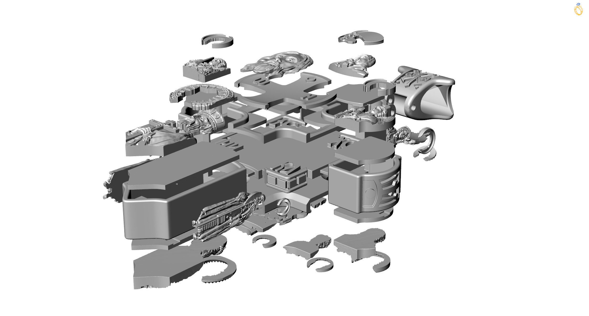 Jewelry cross with icons 3D print model_24