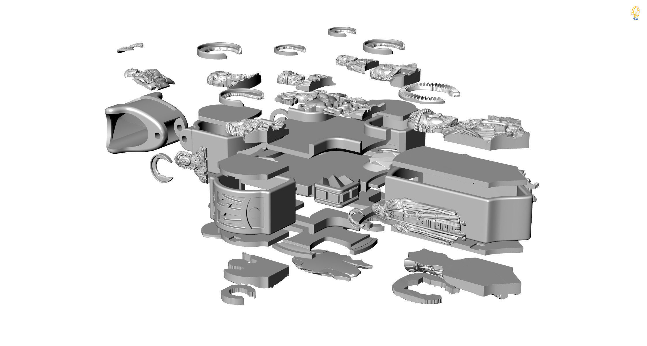 Jewelry cross with icons 3D print model_25