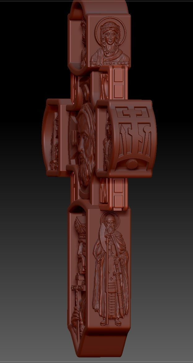 Jewelry cross with icons 3D print model_2