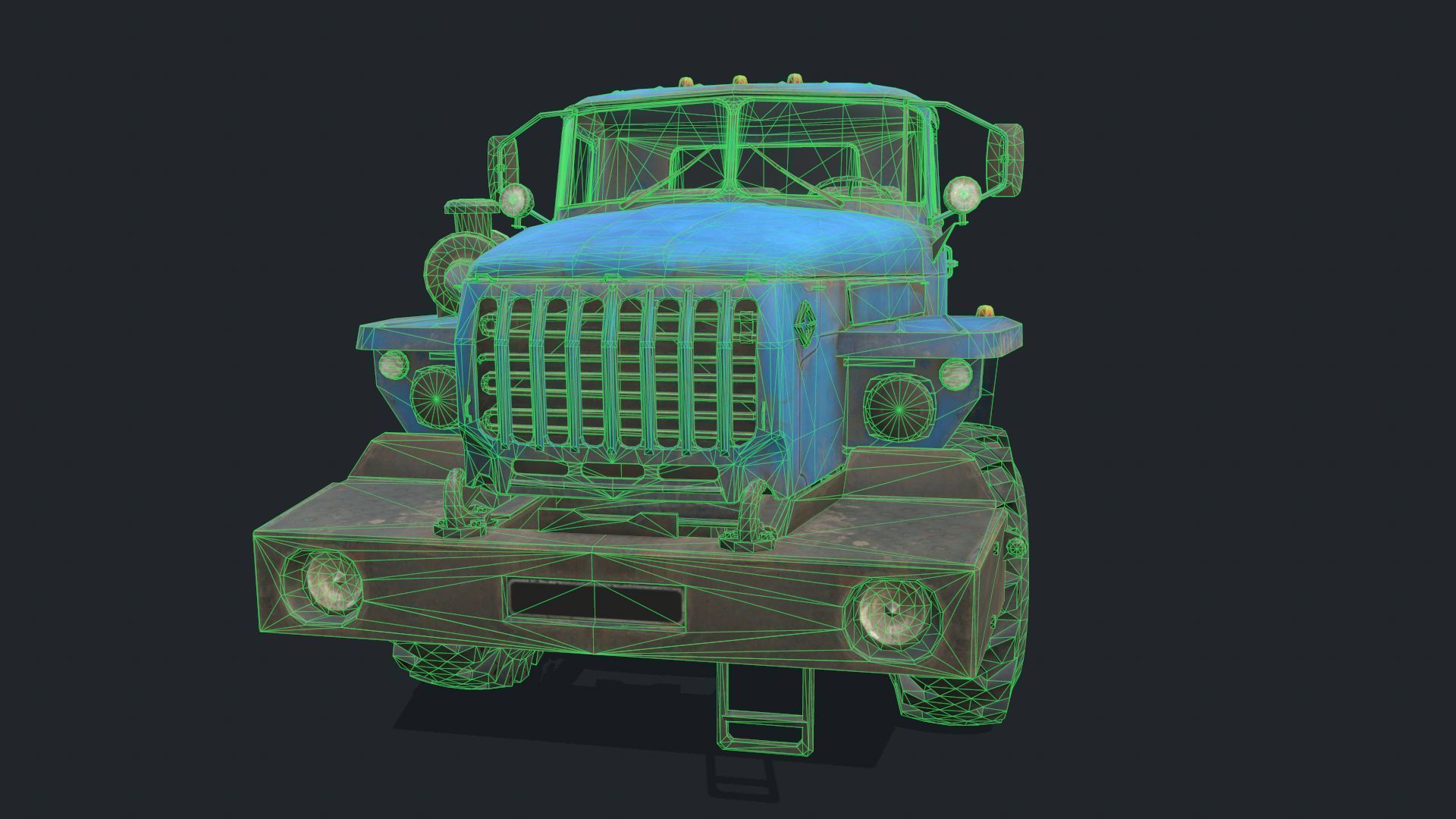 Ural 4320 Low-poly 3D model_4