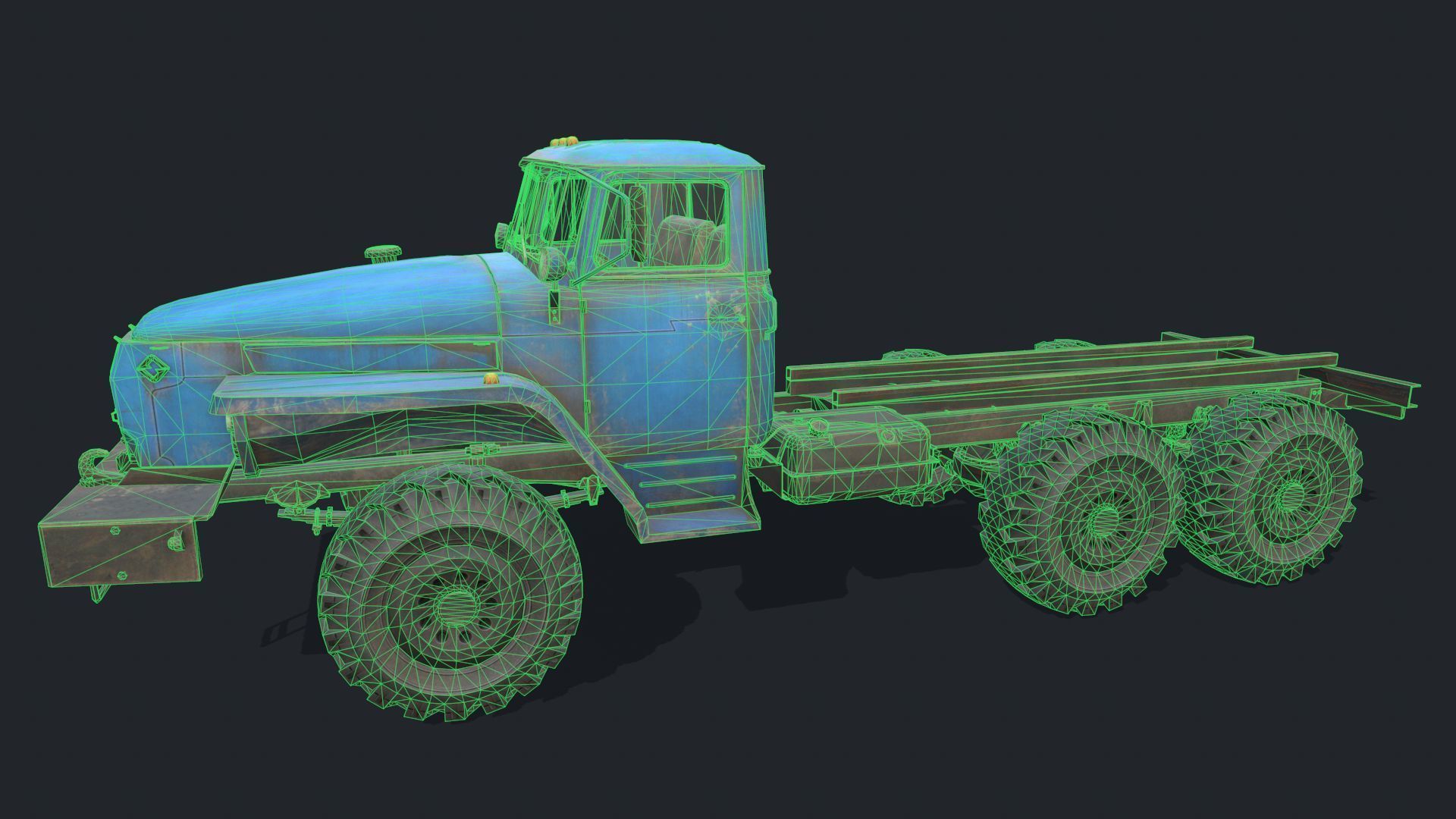 Ural 4320 Low-poly 3D model_2