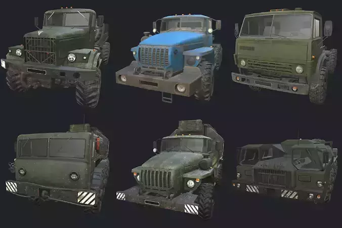 Russian Truck Pack Low-poly 3D model