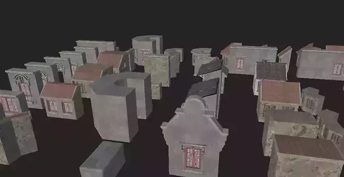 Modular traditional House Low-poly 3D model