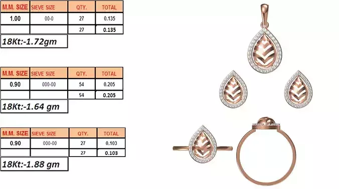 Light Weight Ring Pendant Earring Set STL OBJ FBX JCD Details