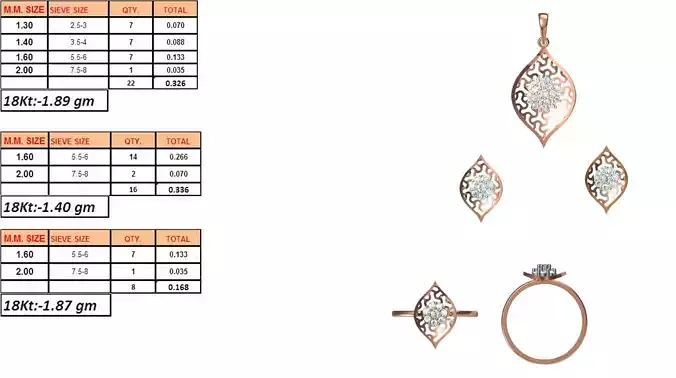 Light Weight Ring Pendant Earring Set STL OBJ FBX JCD Details