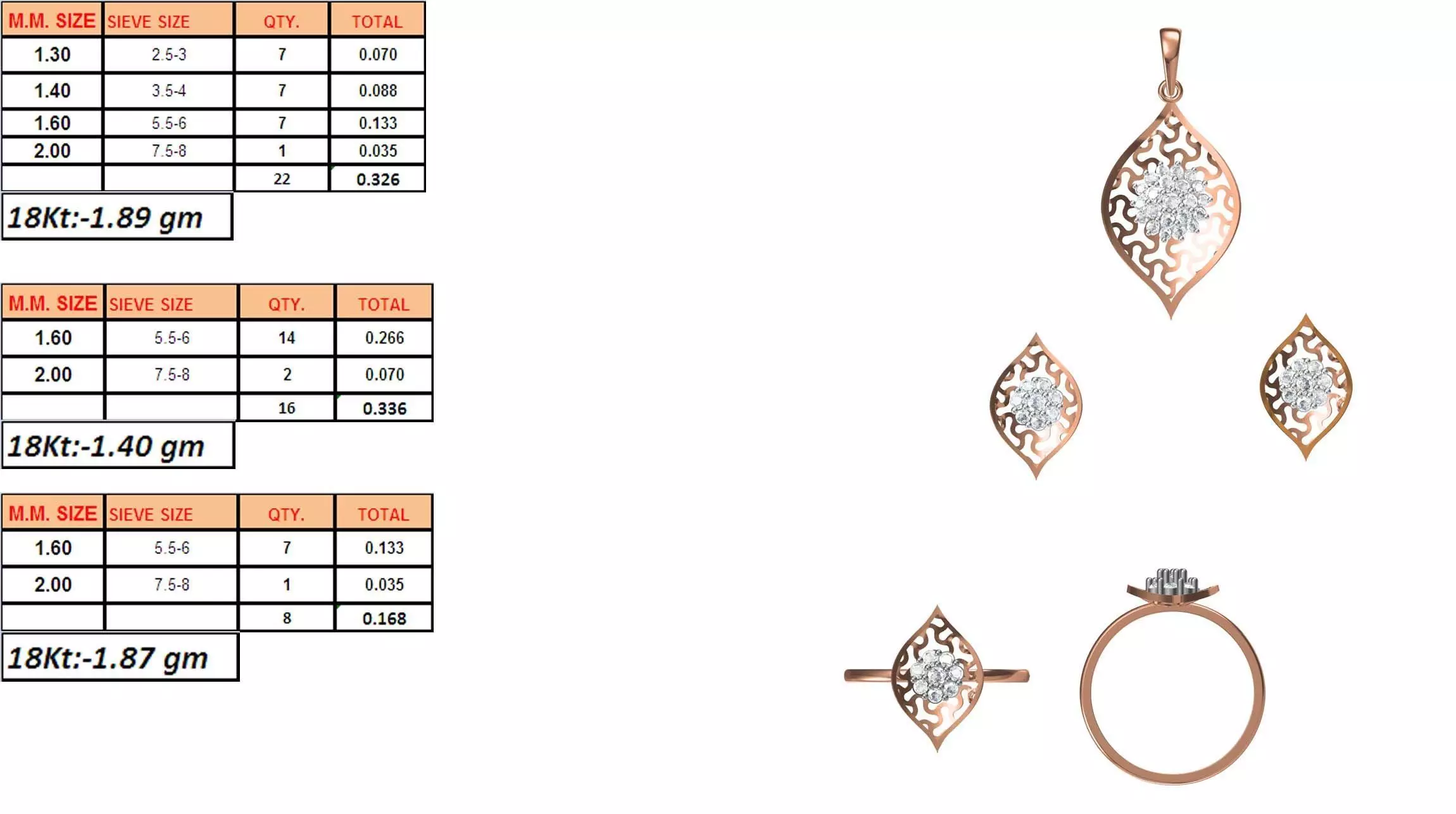 Light Weight Ring Pendant Earring Set STL OBJ FBX JCD Details 3D print model_0
