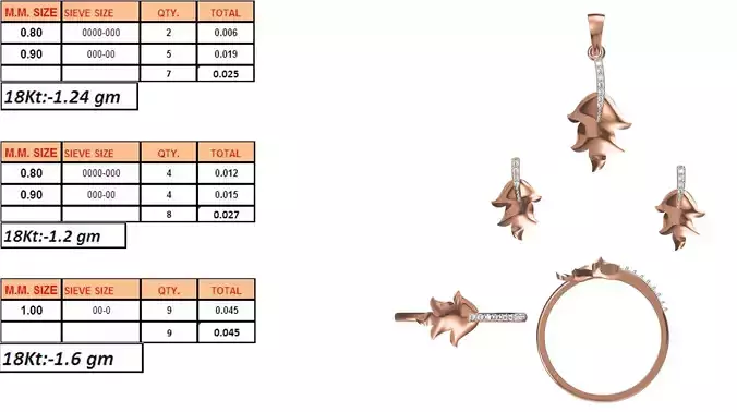 Light Weight Ring Pendant Earring Set STL OBJ FBX JCD Details