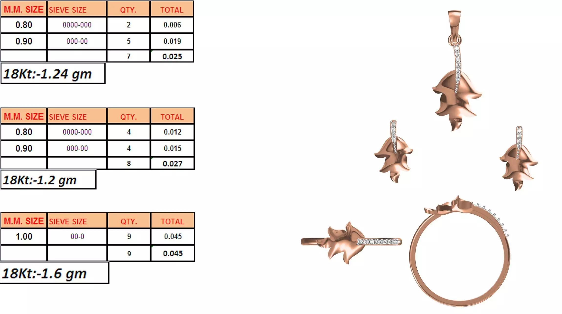Light Weight Ring Pendant Earring Set STL OBJ FBX JCD Details 3D print model_0