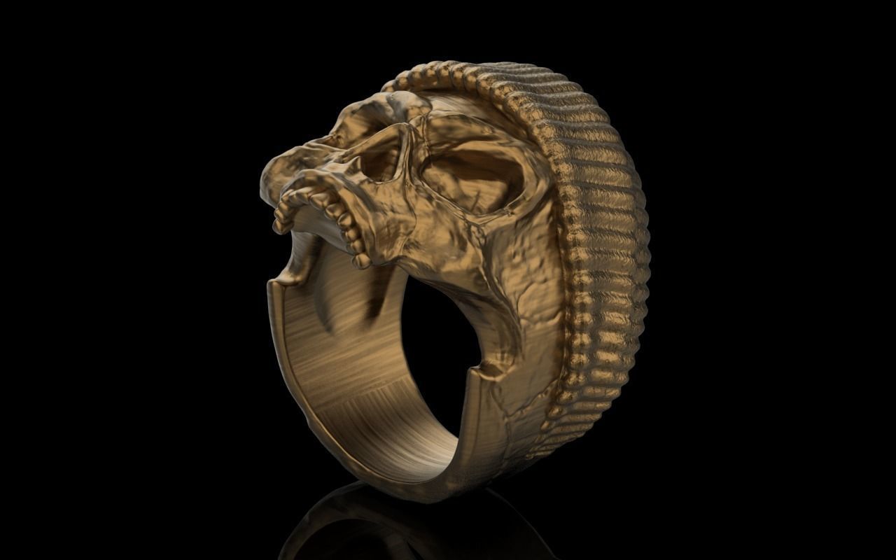 Ring Skull 3D print model 3D print model_5