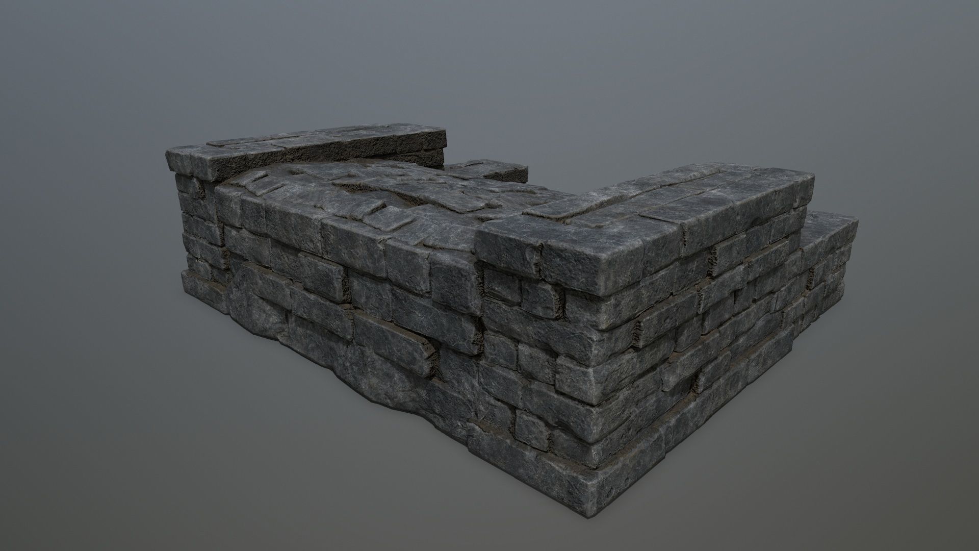 Ruin Stairs Low-poly 3D model_3