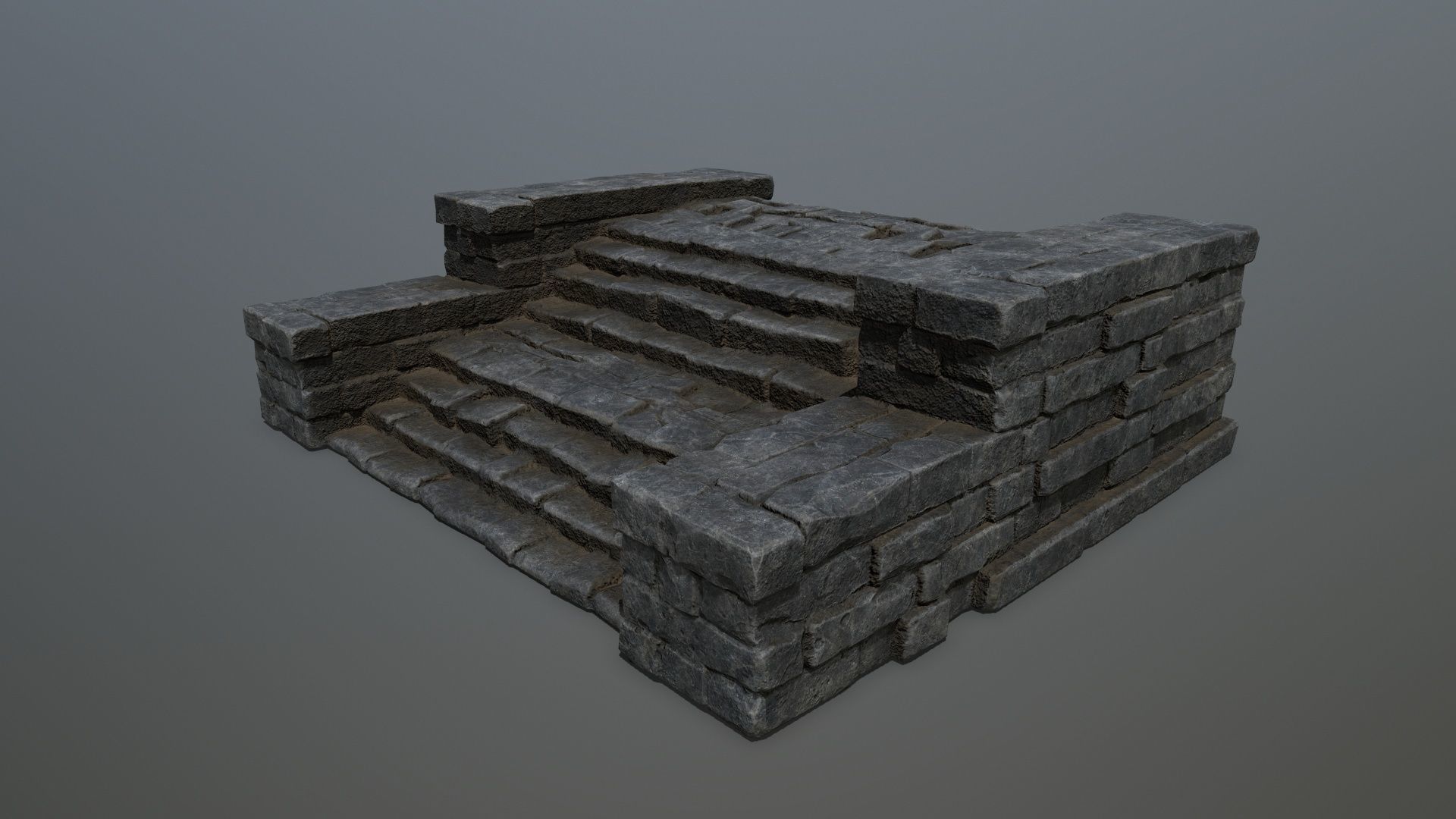 Ruin Stairs Low-poly 3D model_7