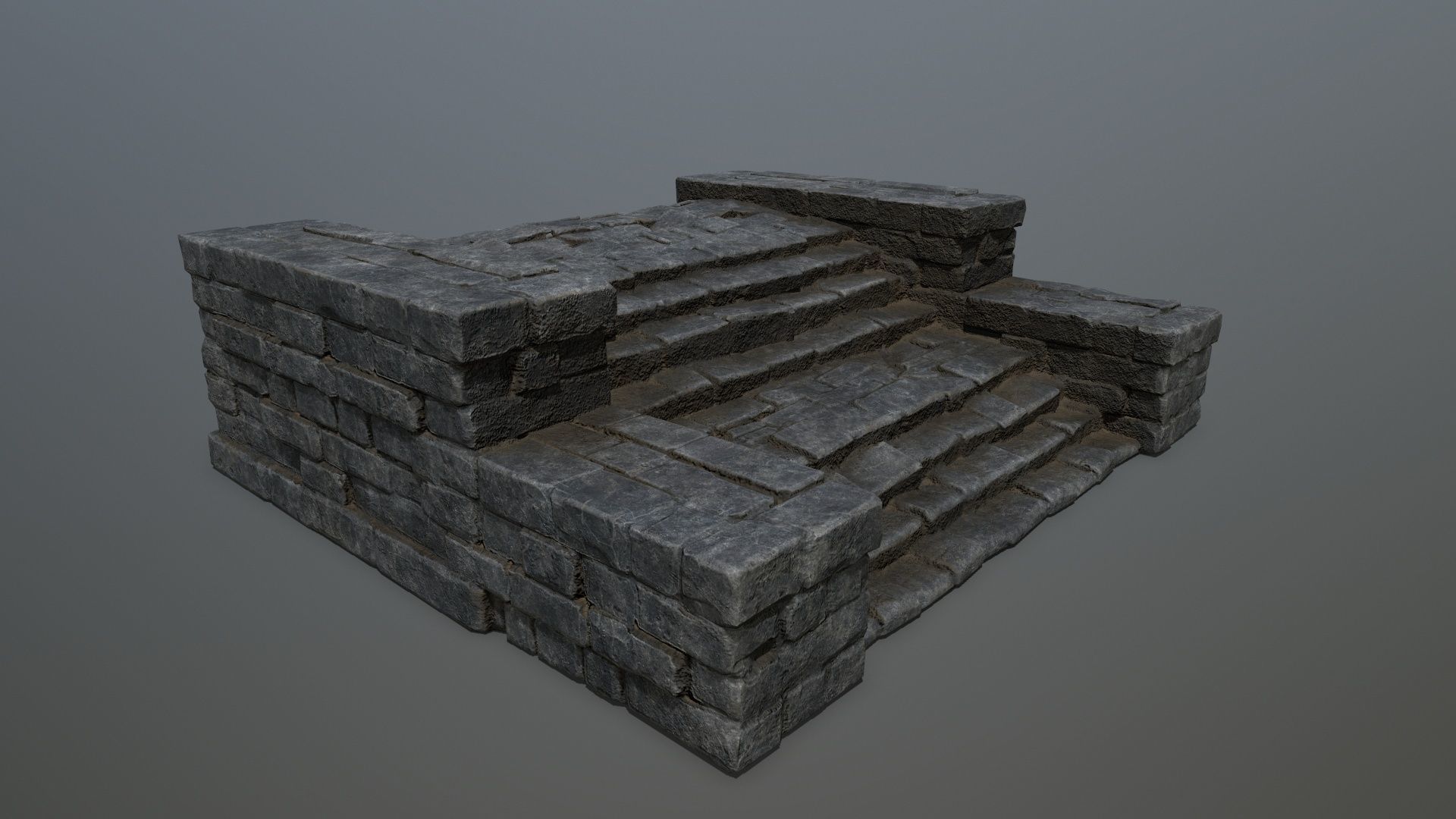 Ruin Stairs Low-poly 3D model_1