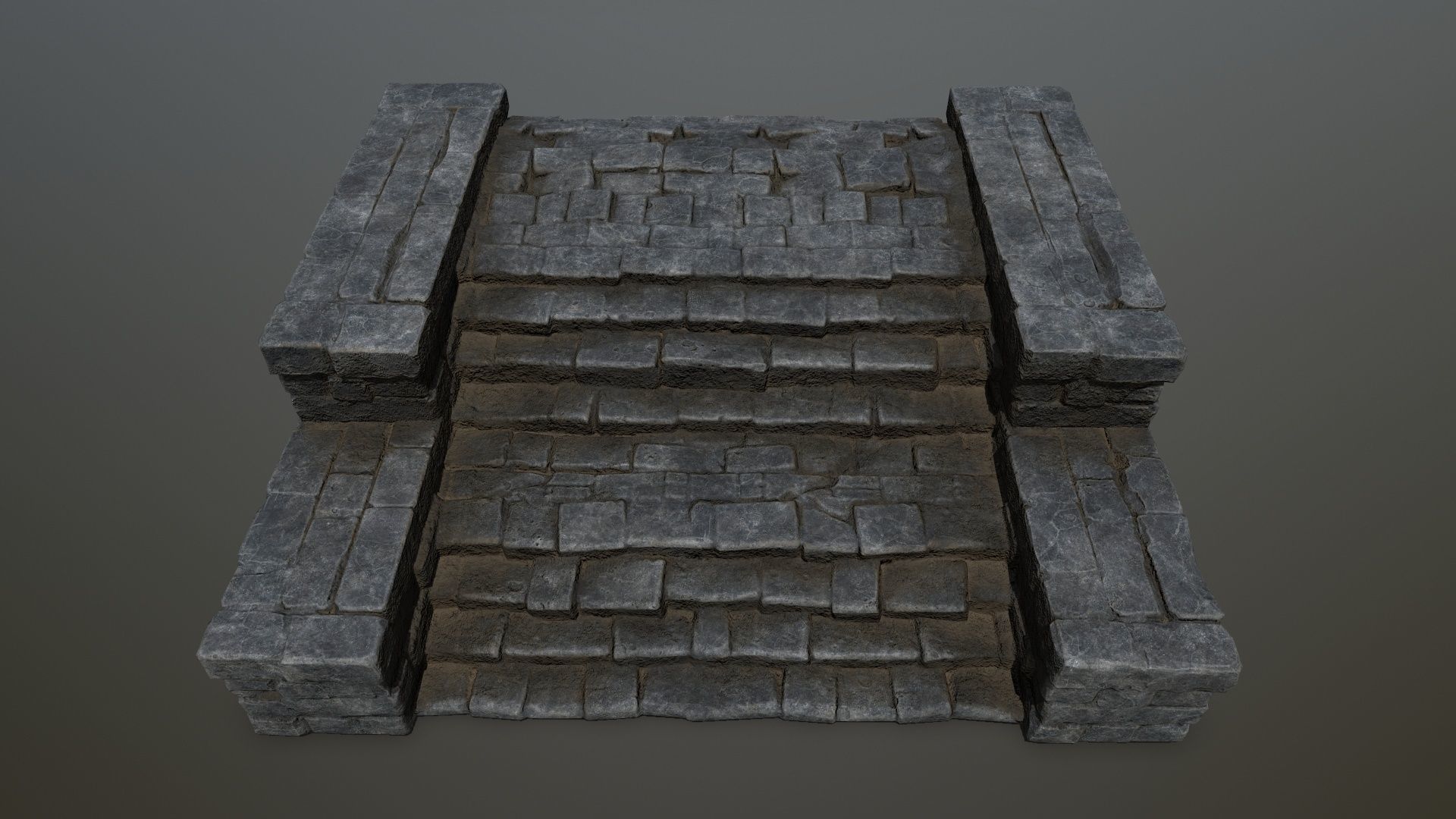 Ruin Stairs Low-poly 3D model_8