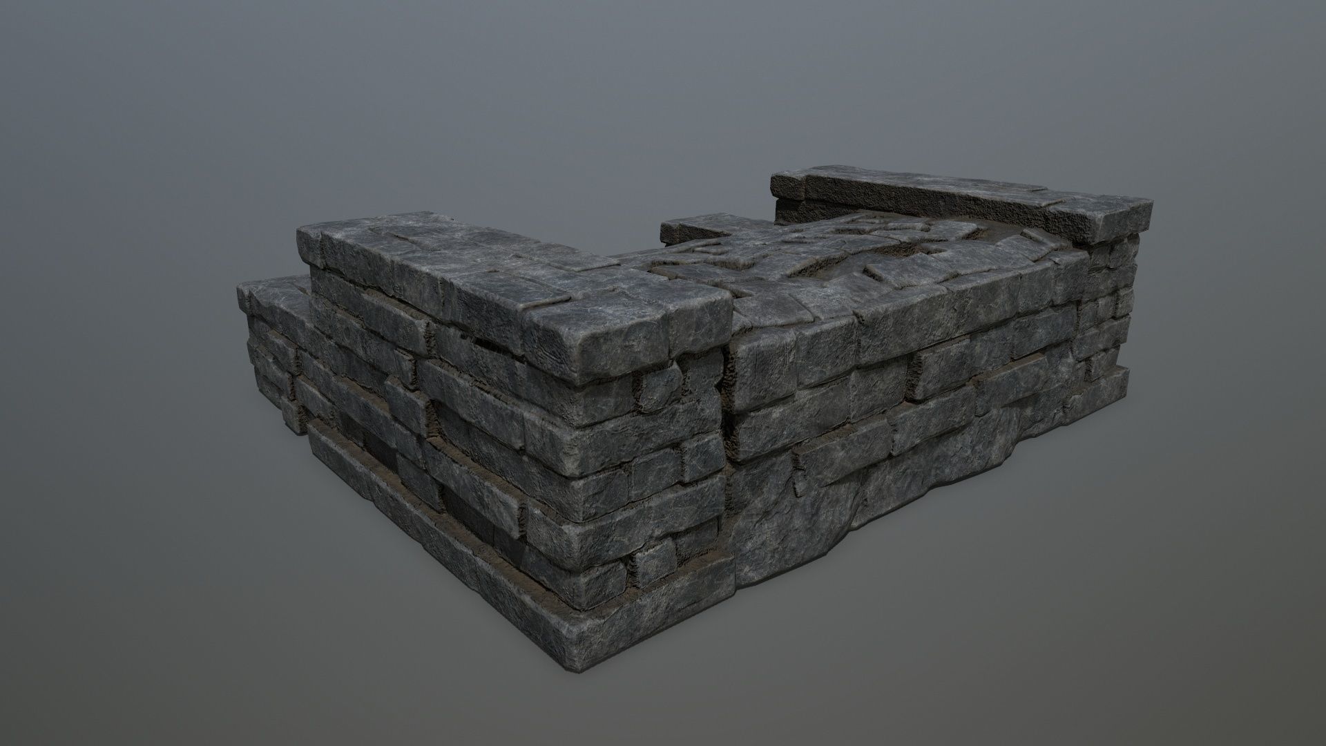 Ruin Stairs Low-poly 3D model_5