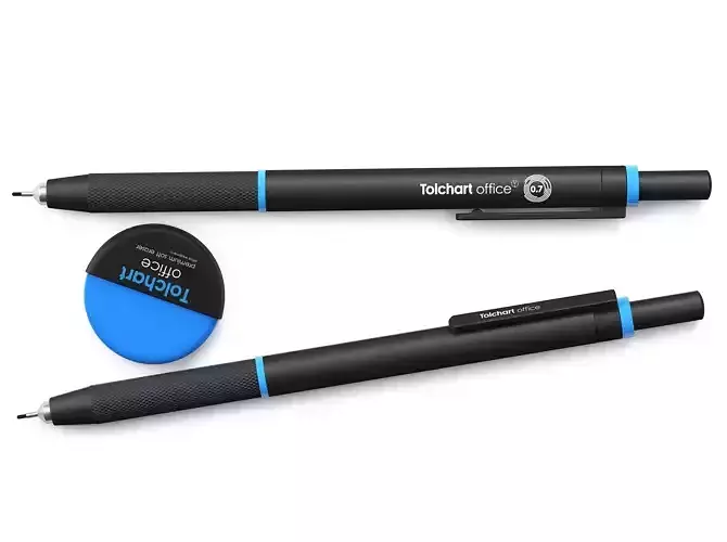 Black Mechanical Pencil and Eraser Set 3D model 3D model
