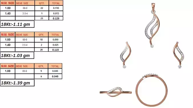 Light Weight Ring Pendant Earring Set STL OBJ FBX JCD Details