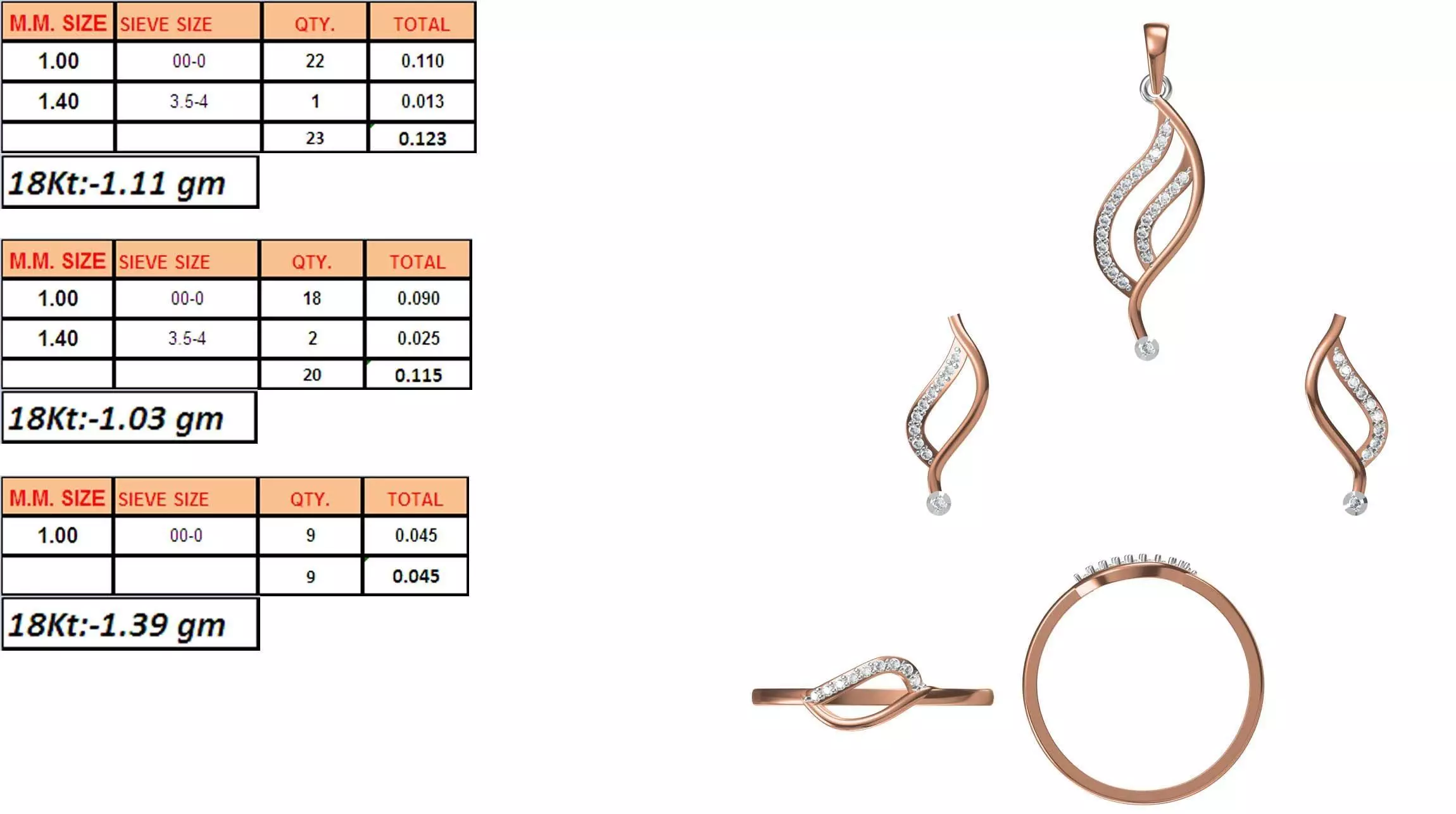 Light Weight Ring Pendant Earring Set STL OBJ FBX JCD Details 3D print model_0