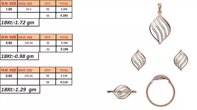 Light Weight Ring Pendant Earring Set STL OBJ FBX JCD Details