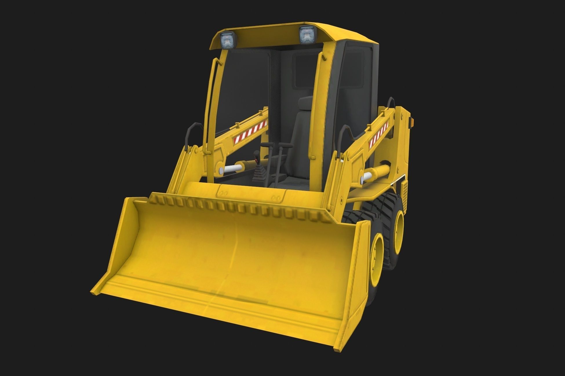 Mini bulldozer Low-poly 3D model_1