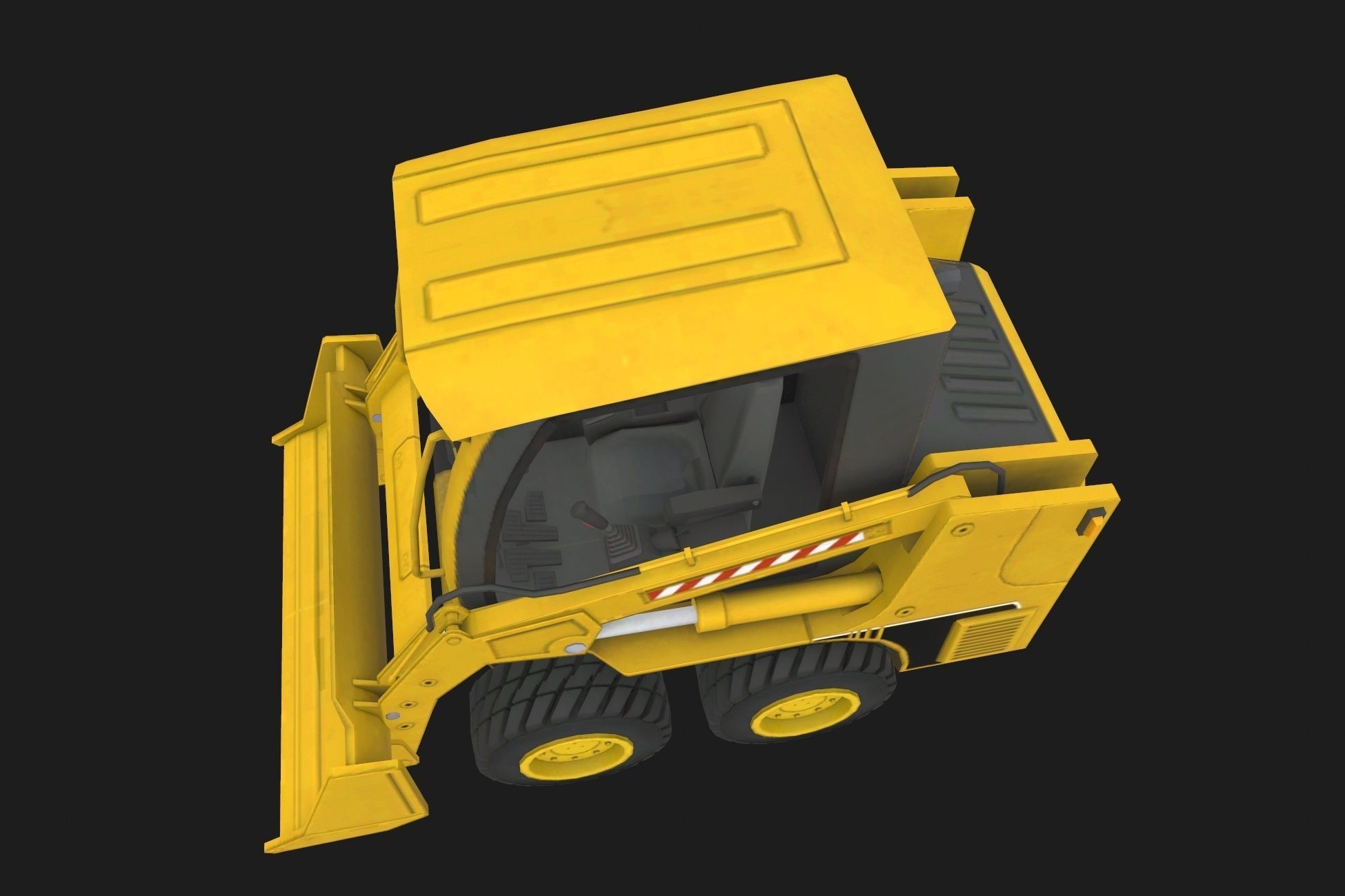 Mini bulldozer Low-poly 3D model_4