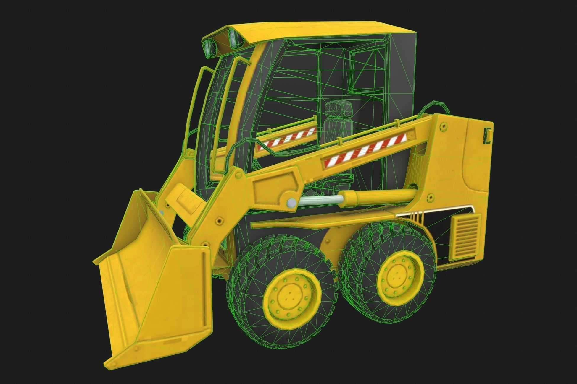 Mini bulldozer Low-poly 3D model_3