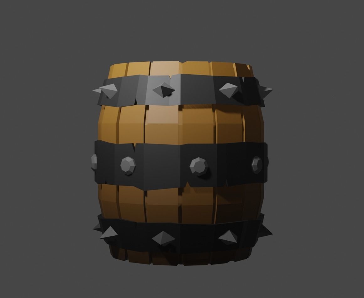 Barrel in Blender Free low-poly 3D model_3
