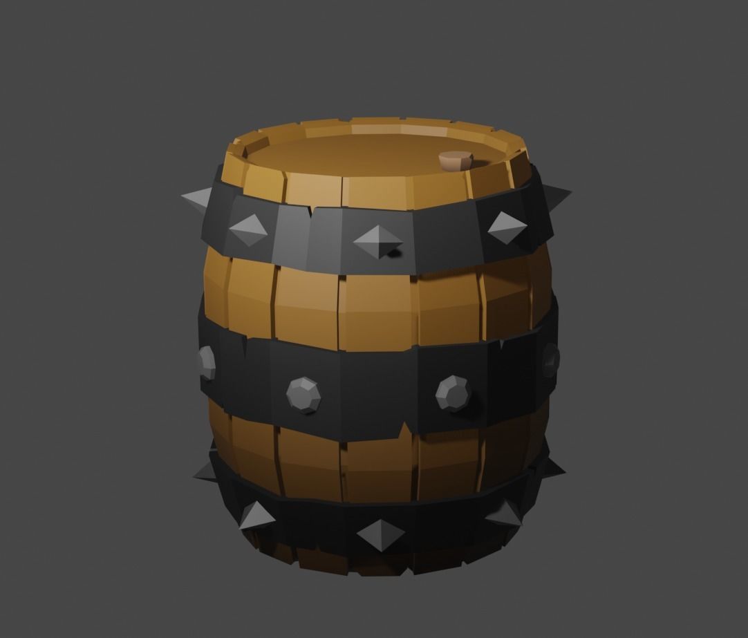 Barrel in Blender Free low-poly 3D model_1