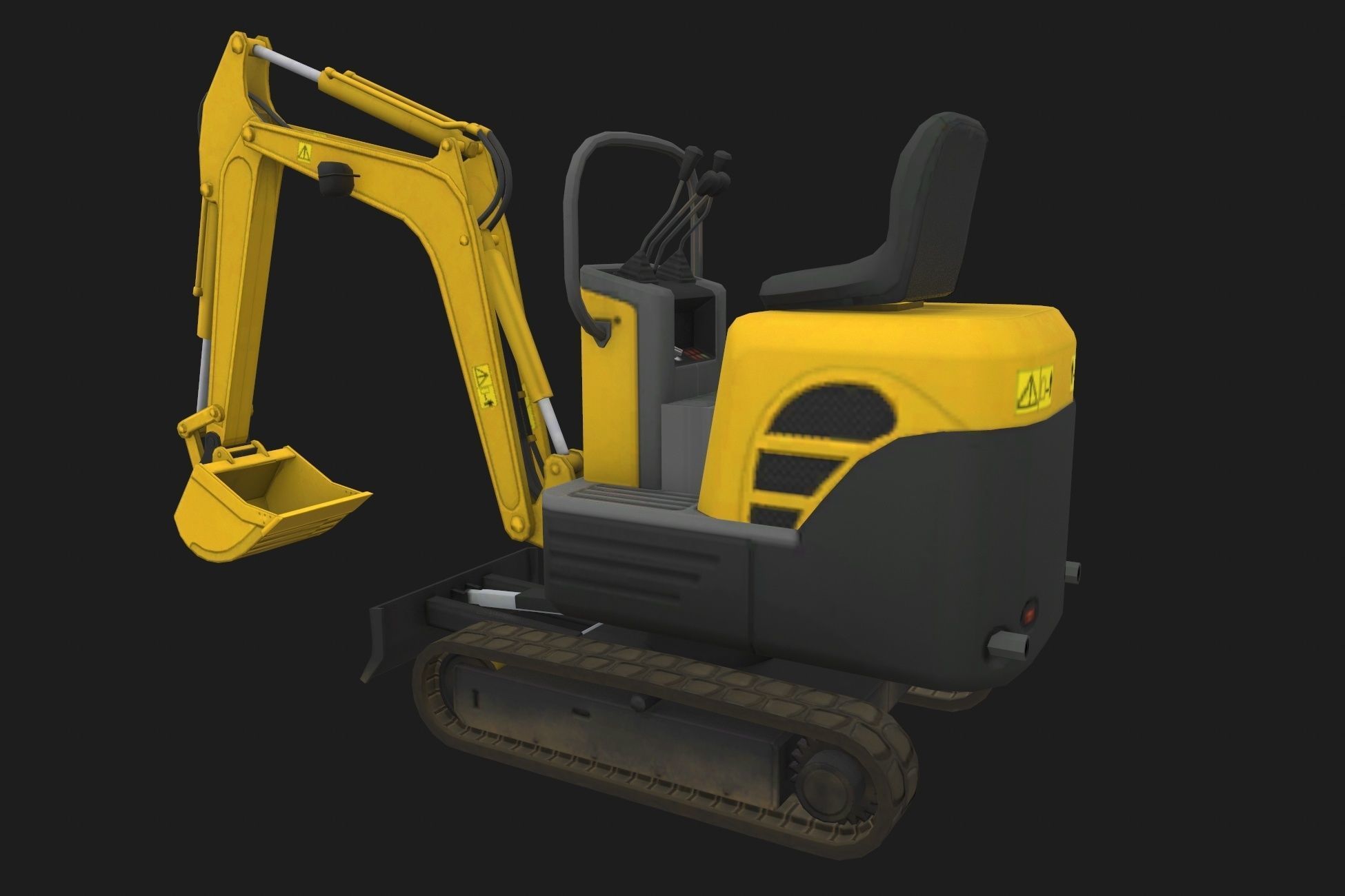 Mini Excavator Low-poly 3D model_6