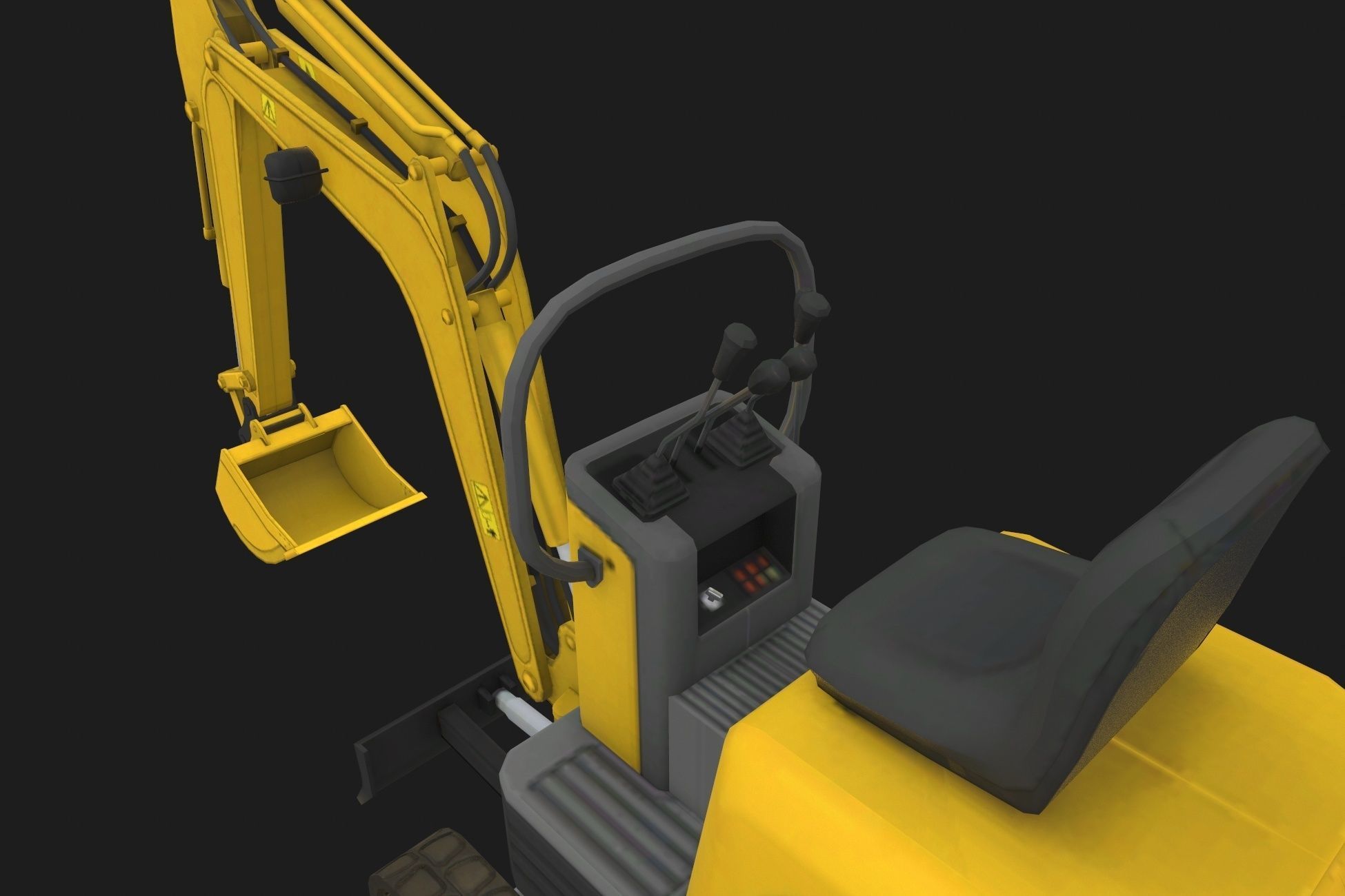 Mini Excavator Low-poly 3D model_5