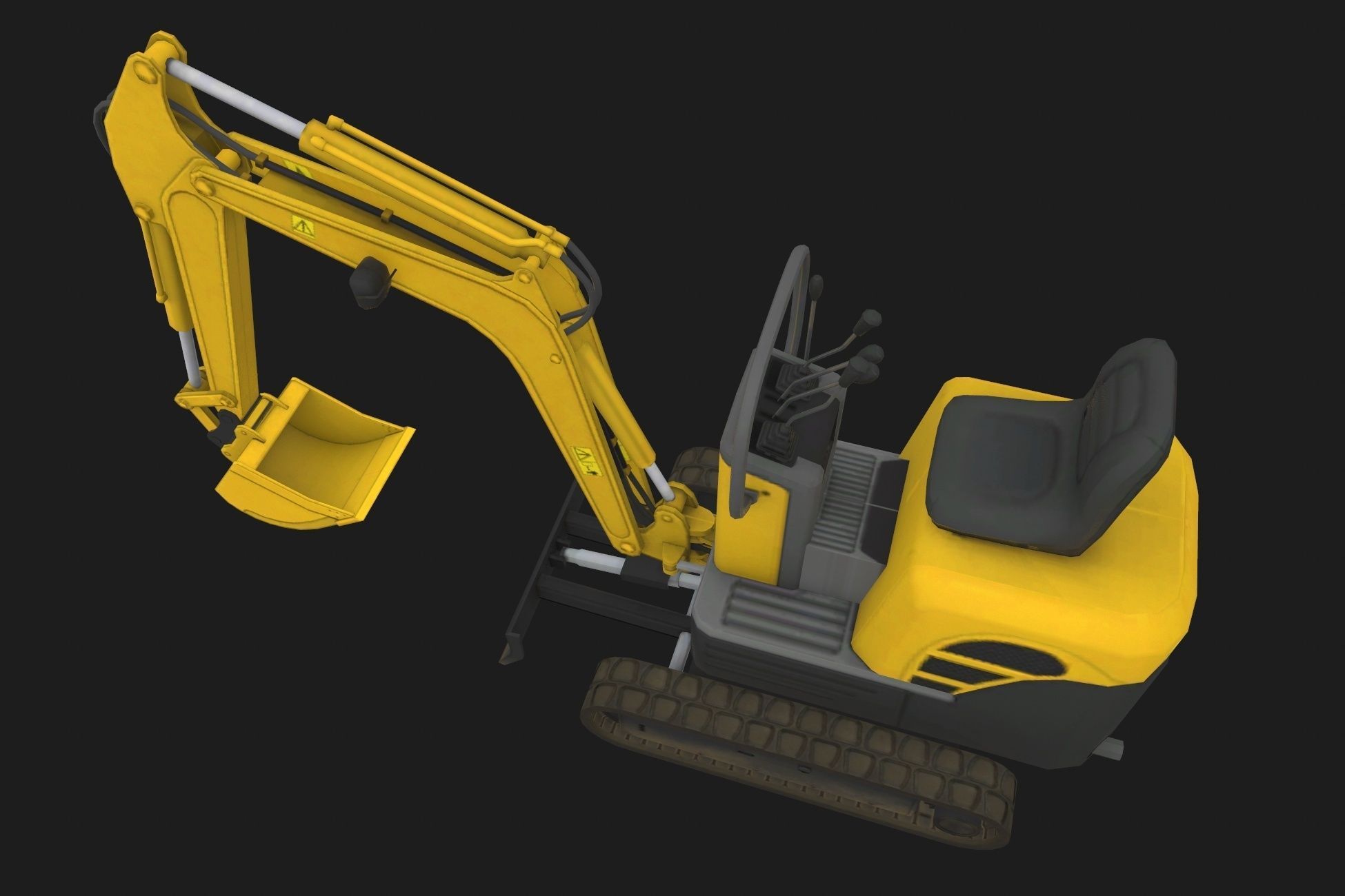 Mini Excavator Low-poly 3D model_4