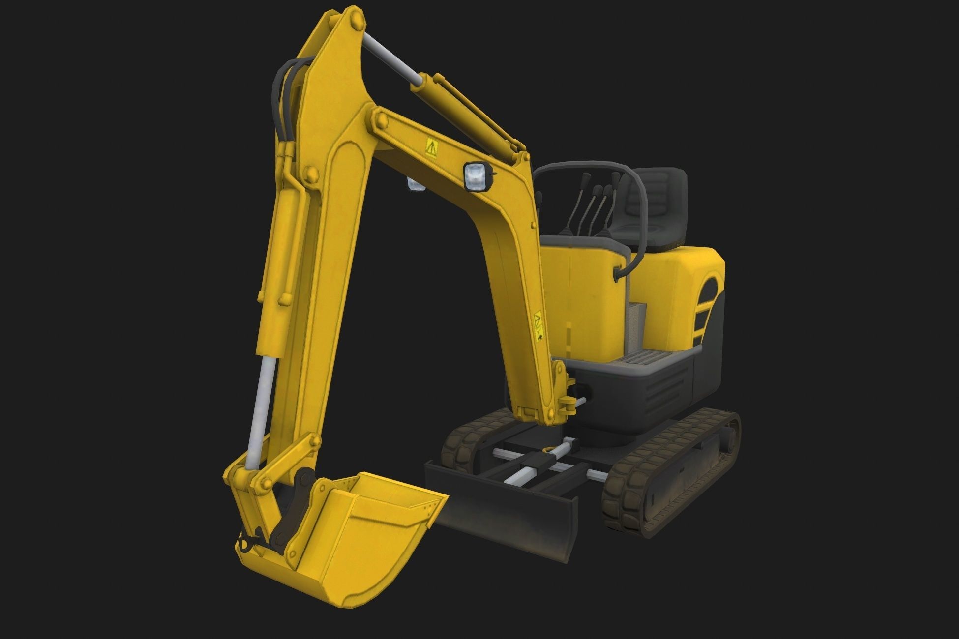 Mini Excavator Low-poly 3D model_1
