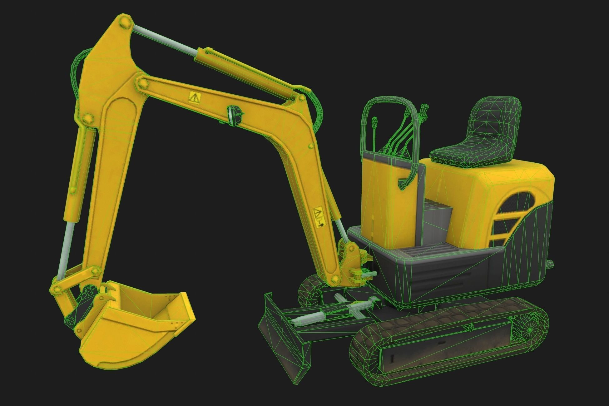 Mini Excavator Low-poly 3D model_3