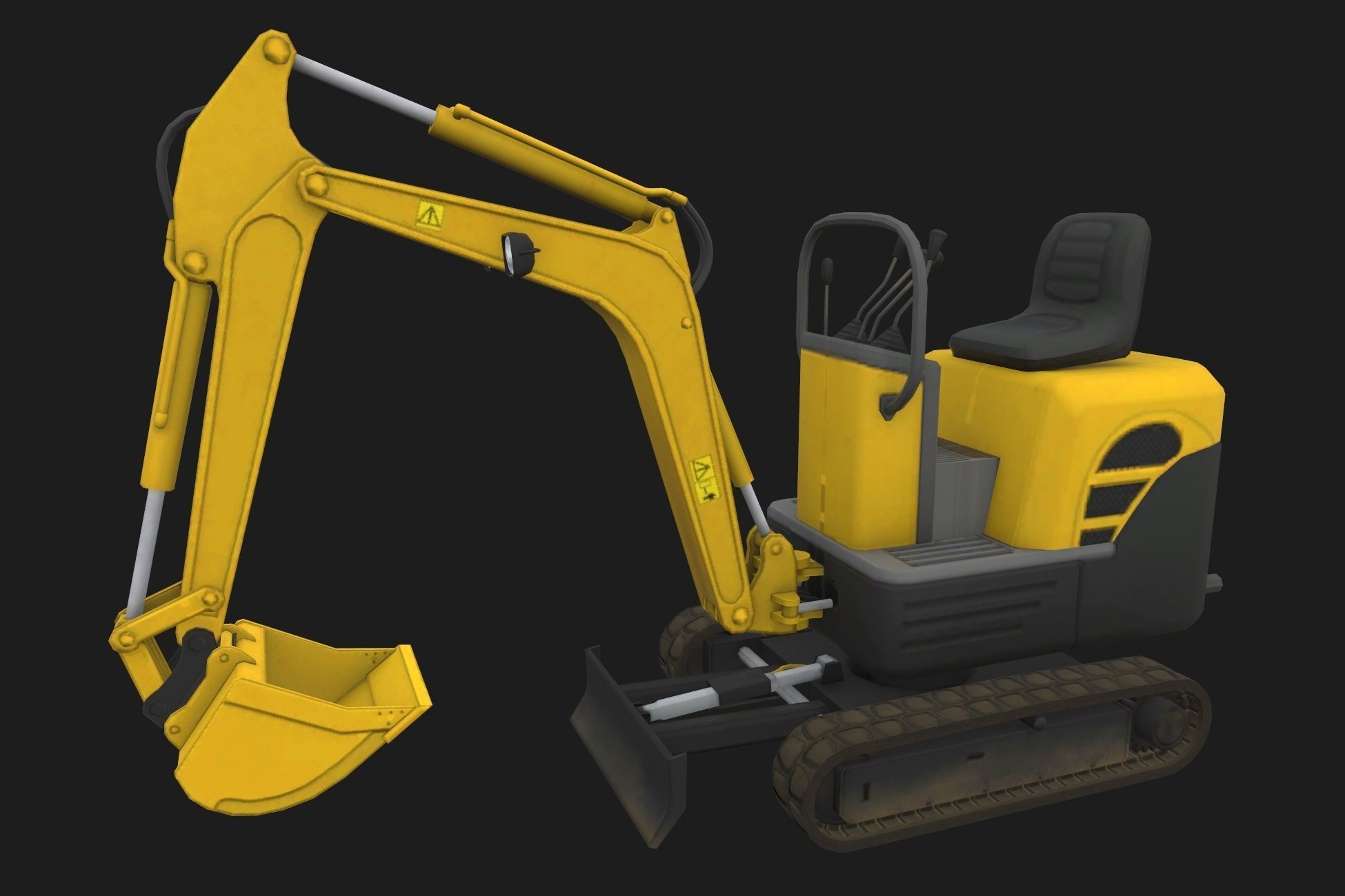 Mini Excavator Low-poly 3D model_2