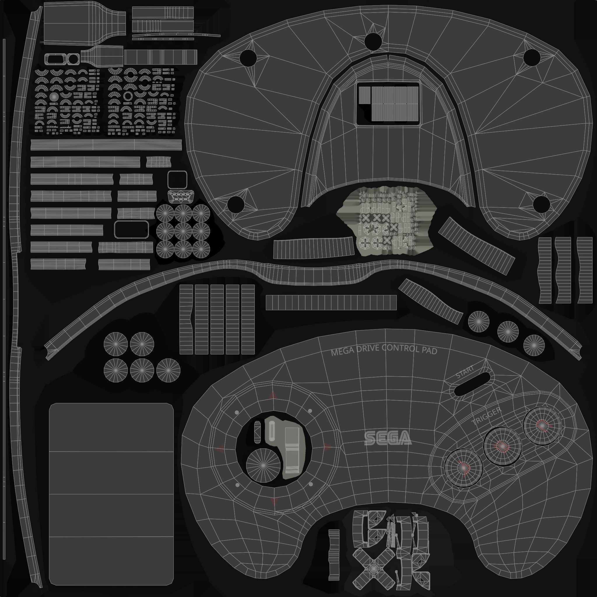 Sega Mega Drive Genesis Low-poly 3D model_28