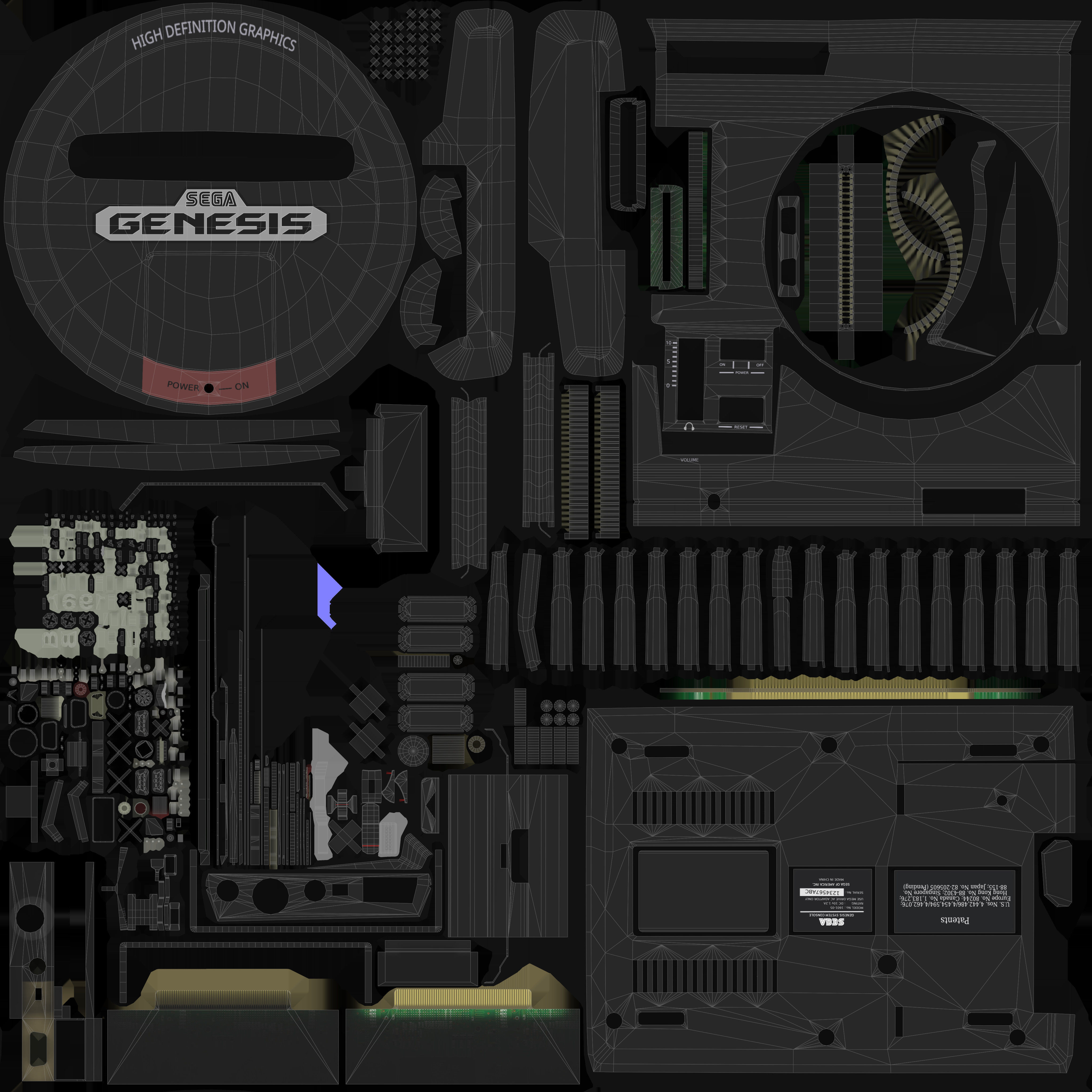 Sega Mega Drive Genesis Low-poly 3D model_27