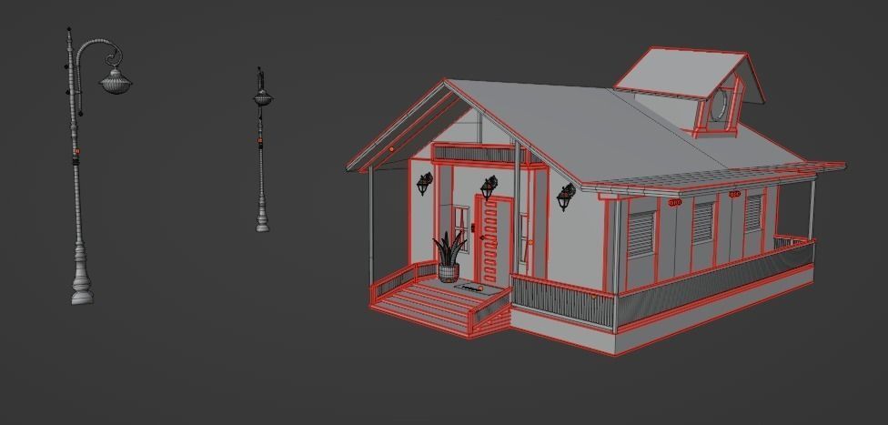 House at night with a starry sky landscape 3D model_11